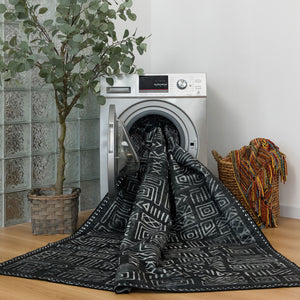 Extra Large Rug Charcoal Black Soft Geometric Modern Carpet Washable Hall Runner