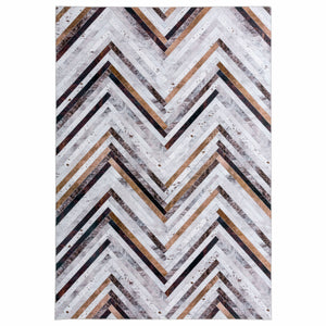 Extra Large Grey Rug Zigzag Striped Geometric Soft Carpet Non Slip Rugs