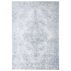 Large Rugs Light Grey Paisley Distressed Medallion Carpet Washable