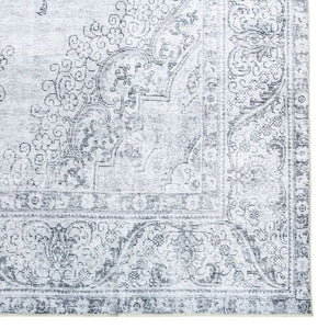 Large Rugs Light Grey Paisley Distressed Medallion Carpet Washable