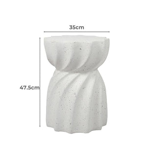 Side Table Terrazzo Hourglass Shape Magnesia Stool Stone Style Top 35cm - Free delivery