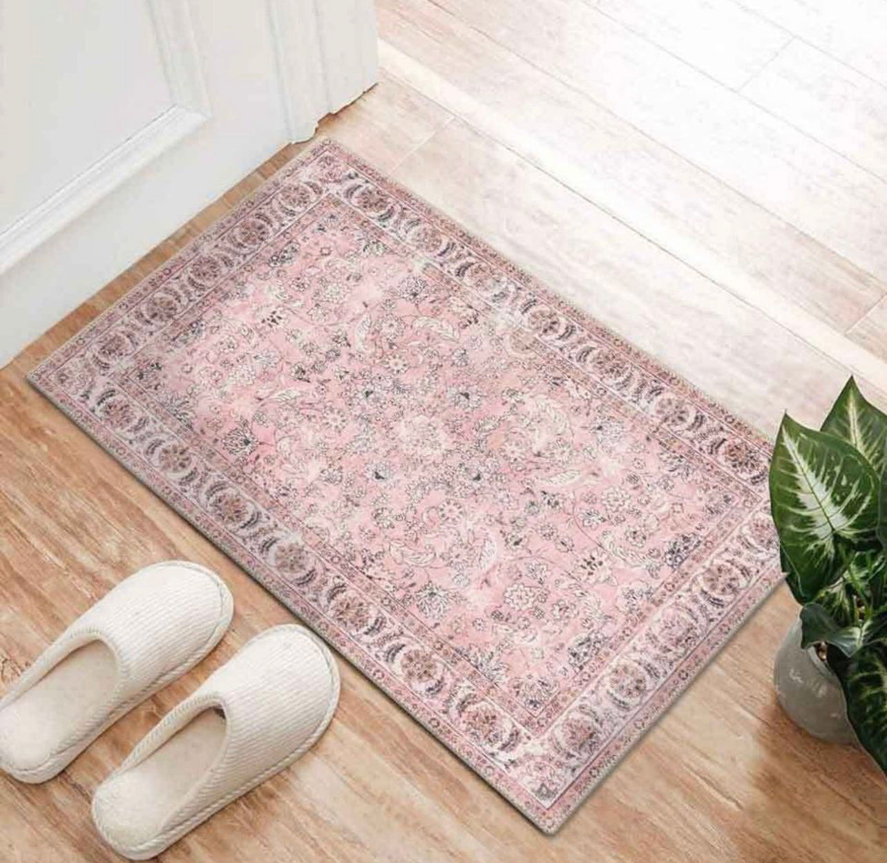 Large Rug Dusty Pink Beautiful Allover Distressed High Traffic Carpet Runner