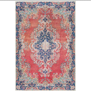 Large Rug Red Allover Distressed Persian Washable Carpet Mat Hallway Runners