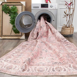 Large Rug Dusty Pink Beautiful Allover Distressed High Traffic Carpet Runner